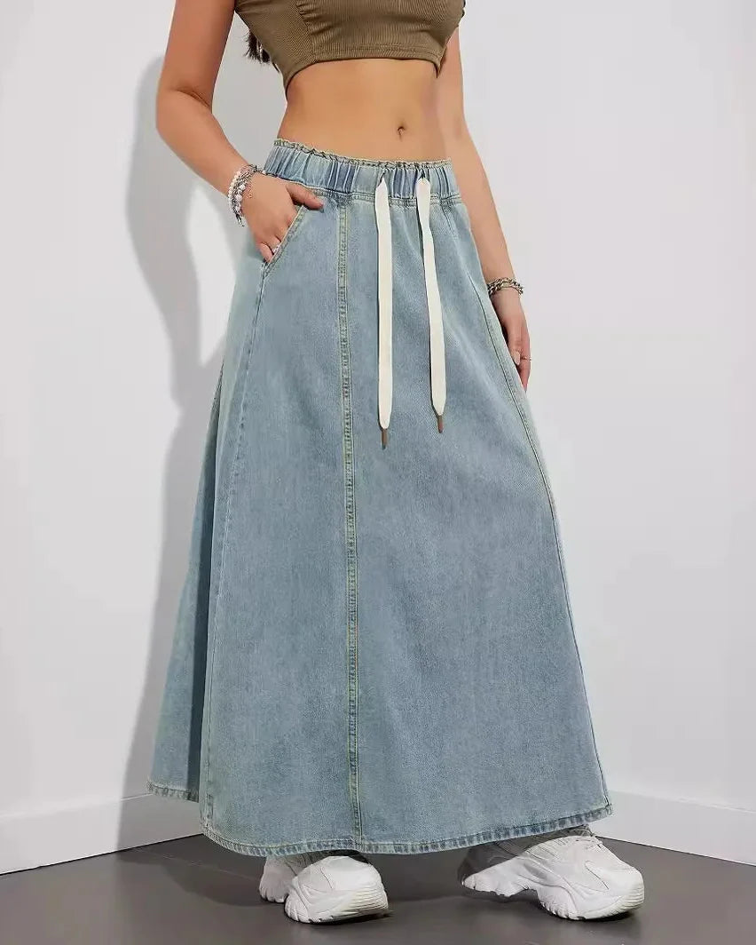 Emma | Elegant Maxi Jeanskjol med Resårmidja 2