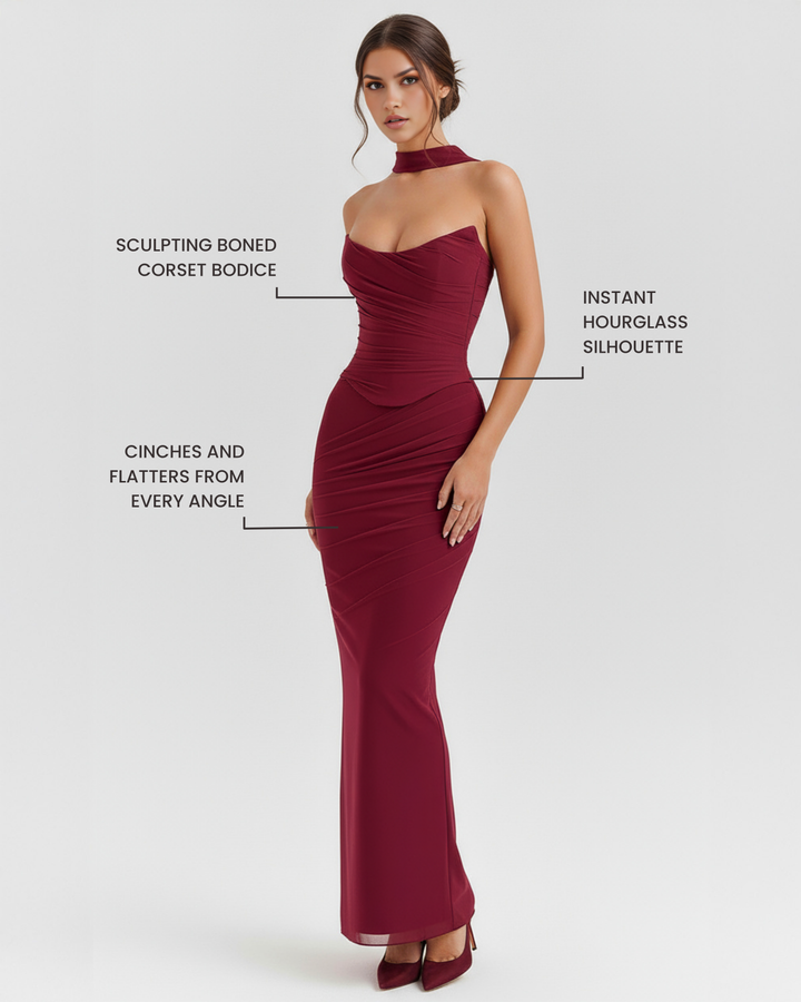 Emma | Elegant Maxi Kjol med Korsett och Matchande Halsduk 1