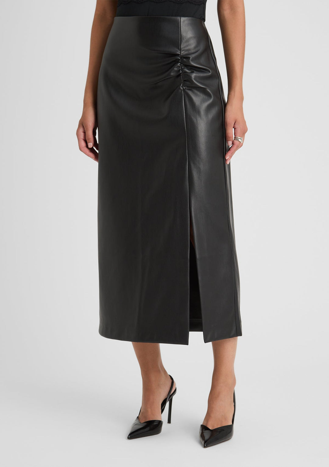 Emma | Elegant Slim Fit Höstkjol i Konstläder 0