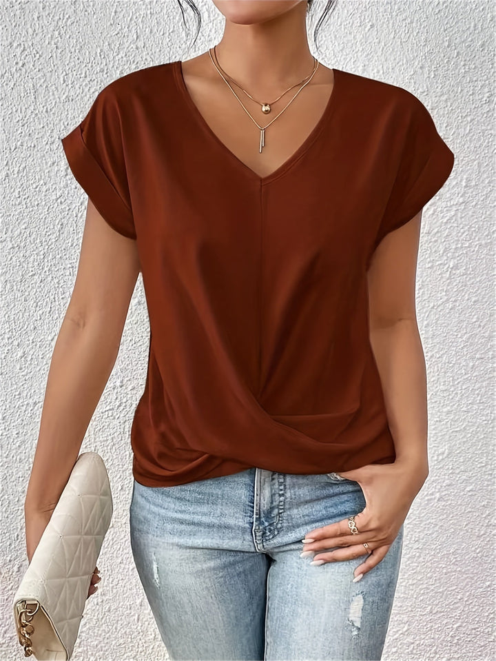 Emma | Elegant V-ringad T-shirt med Korta Ärmar 1