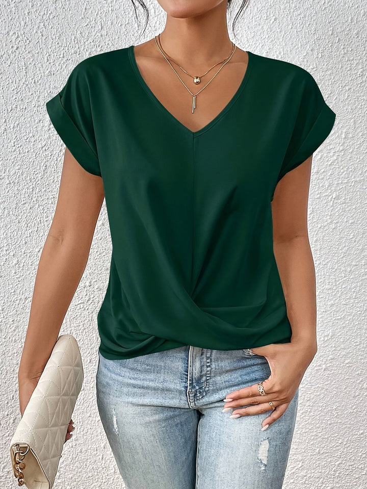 Emma | Elegant V-ringad T-shirt med Korta Ärmar 5