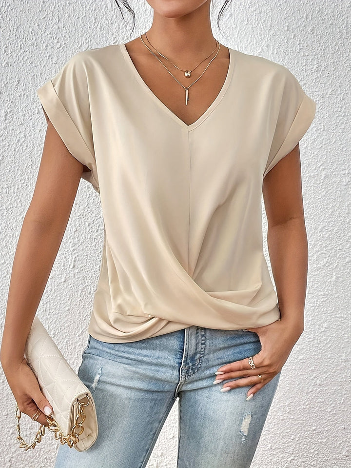 Emma | Elegant V-ringad T-shirt med Korta Ärmar 6