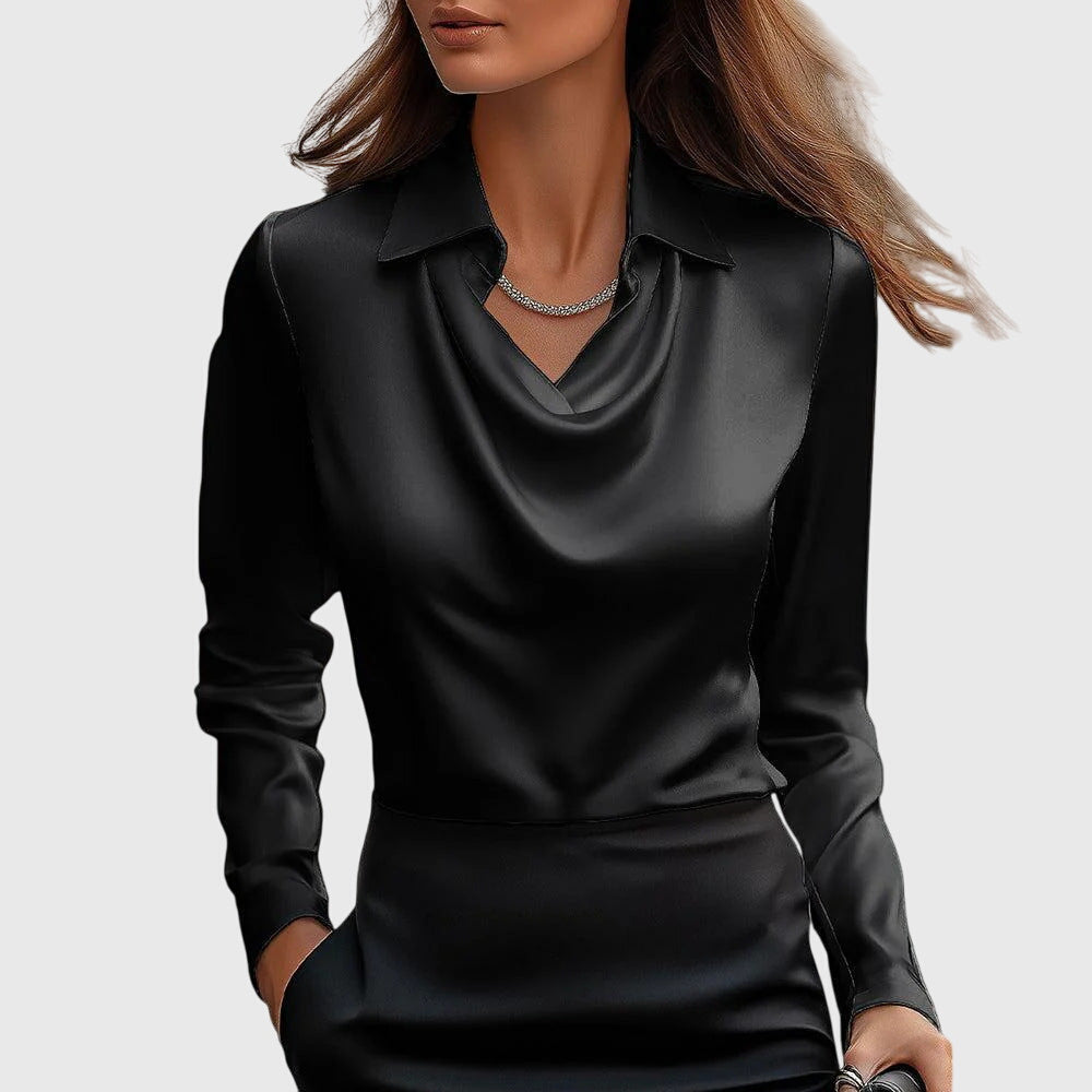 Emma | Elegant Veckad Blus med Bröstficka 2