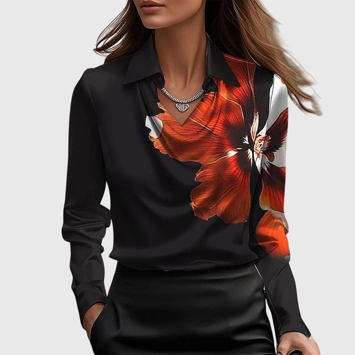 Emma | Elegant Veckad Blus med Bröstficka 5