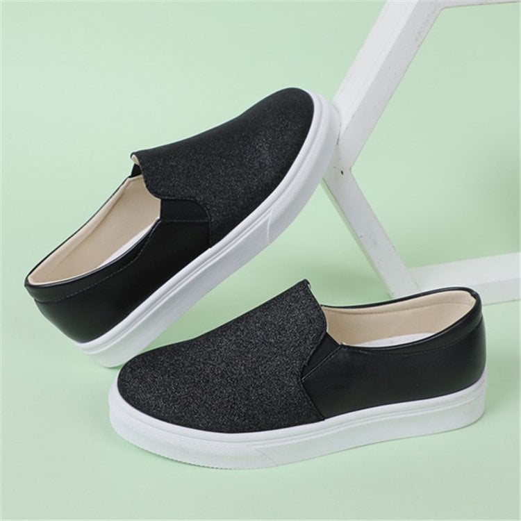 Emma | Eleganta Rund Tå Loafers med Paljetter 0