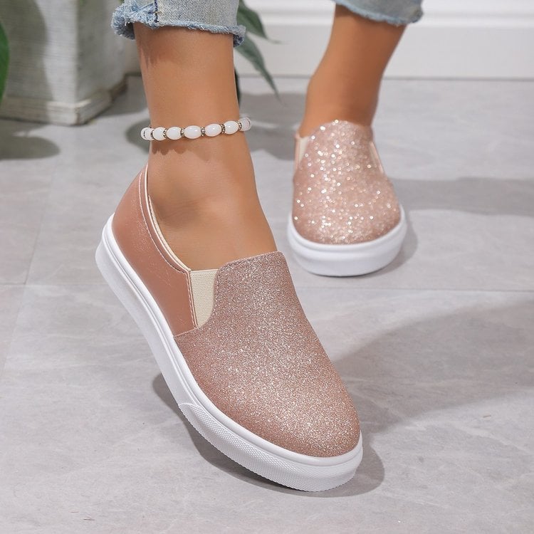 Emma | Eleganta Rund Tå Loafers med Paljetter 1