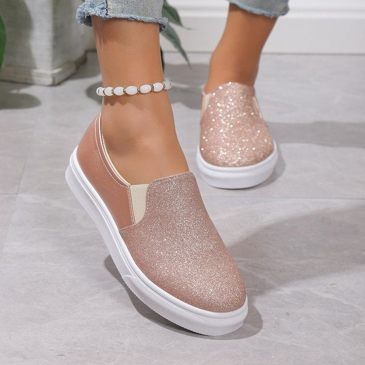 Emma | Eleganta Rund Tå Loafers med Paljetter 1