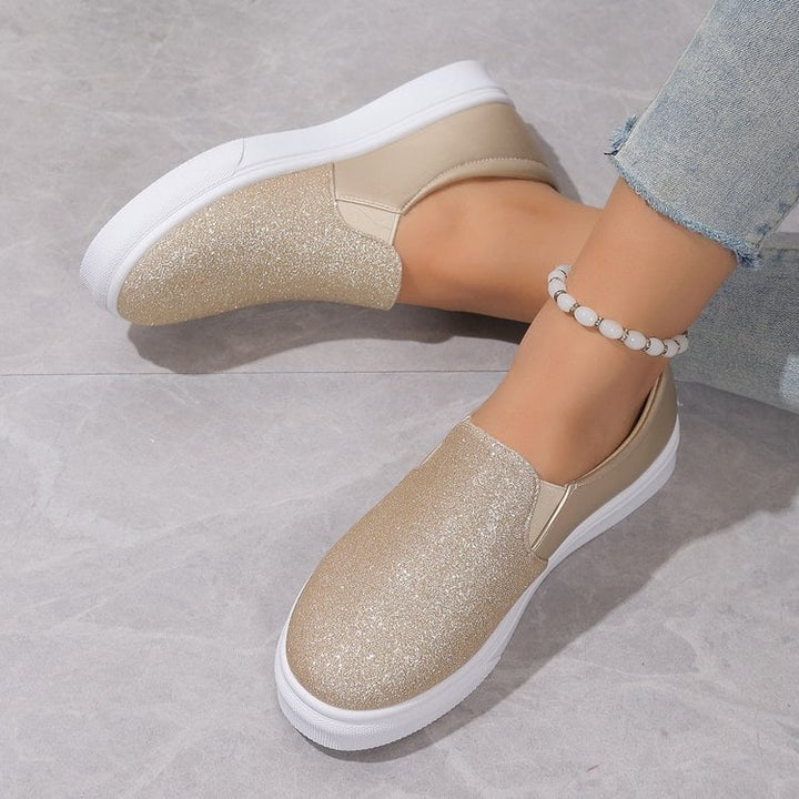 Emma | Eleganta Rund Tå Loafers med Paljetter 3
