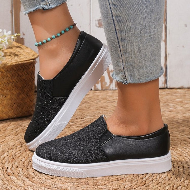 Emma | Eleganta Rund Tå Loafers med Paljetter 4