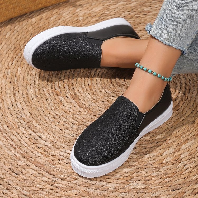 Emma | Eleganta Rund Tå Loafers med Paljetter 5