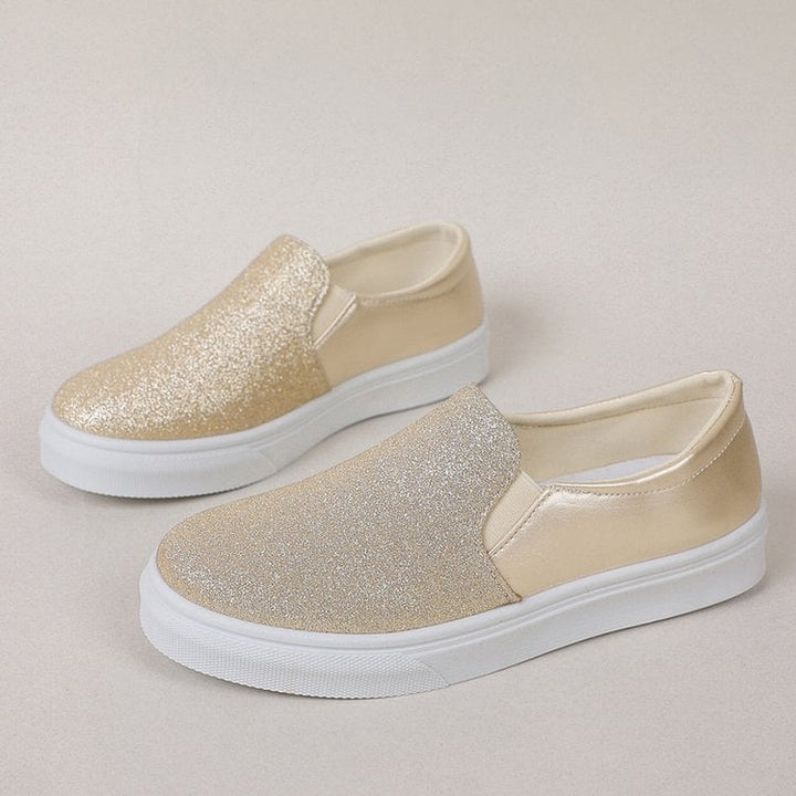 Emma | Eleganta Rund Tå Loafers med Paljetter 6