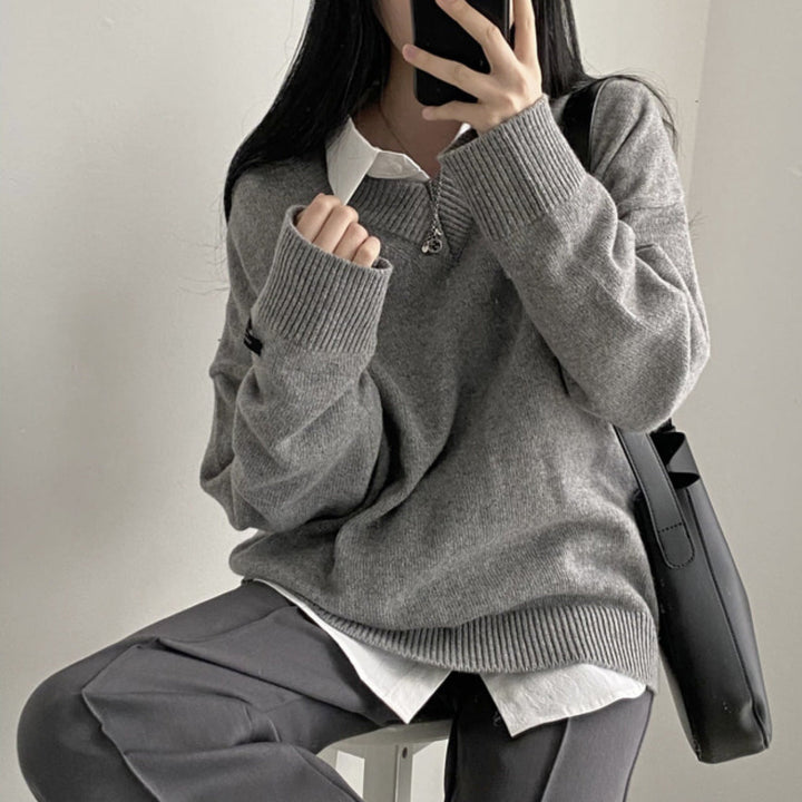 Emma | Enfärgad Långärmad Stickad Topp 4