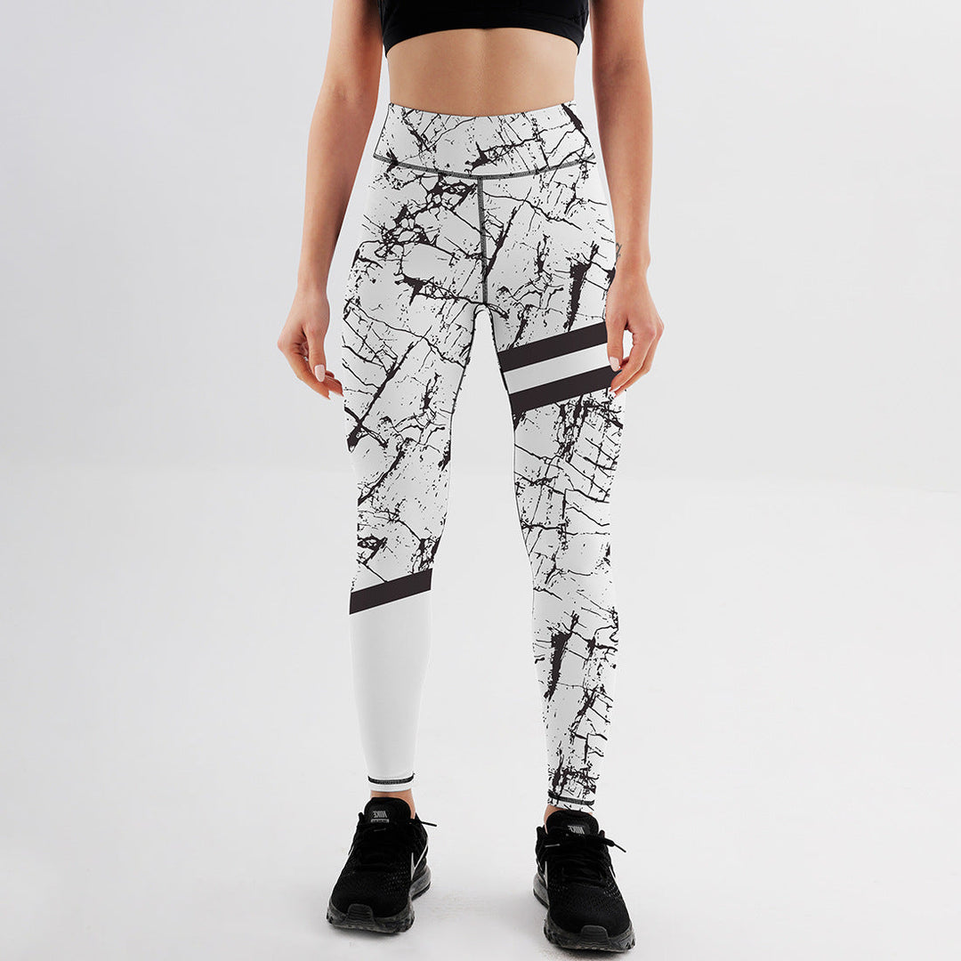 Emma | Hög Midja Stretchiga Leggings med Marmortryck 1
