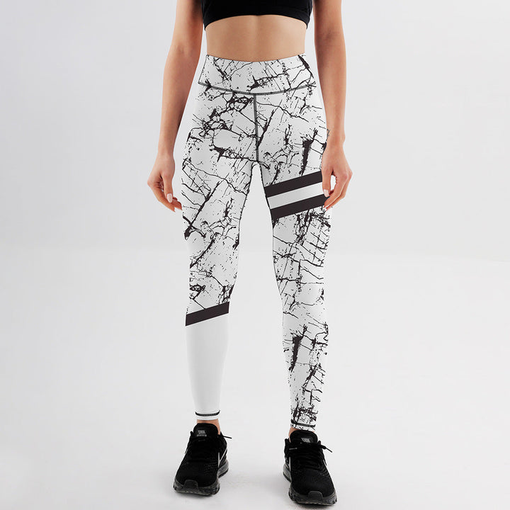 Emma | Hög Midja Stretchiga Leggings med Marmortryck 1
