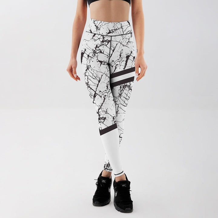 Emma | Hög Midja Stretchiga Leggings med Marmortryck 2