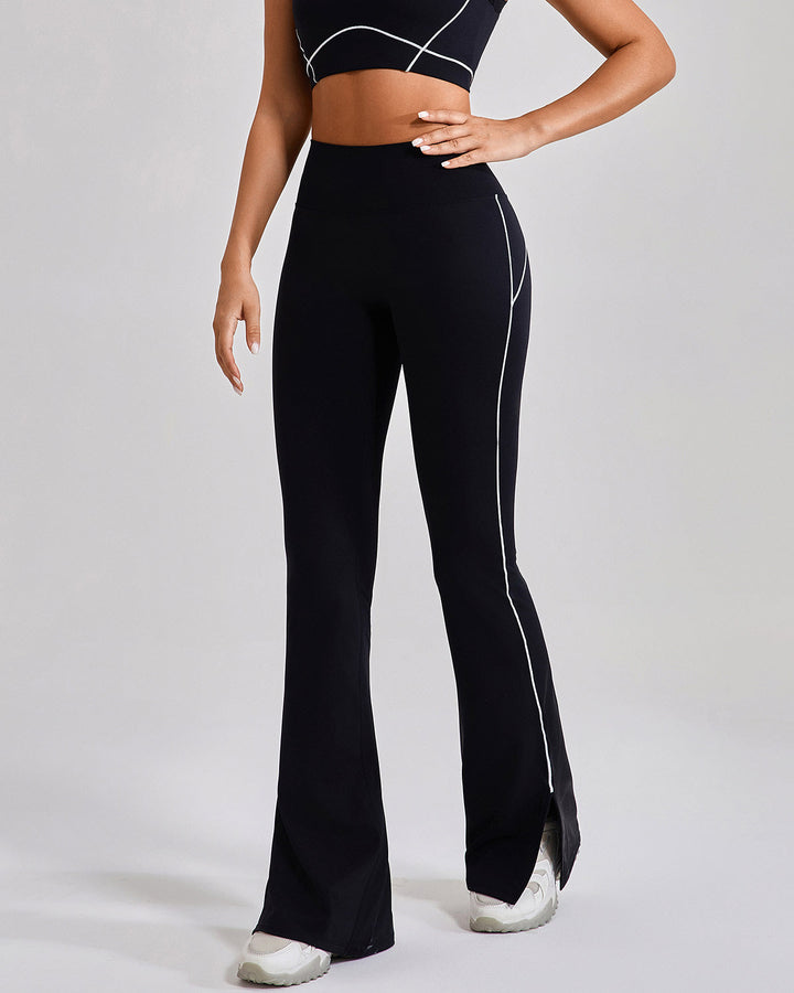 Emma | Hög Midja Utsvängda Leggings med Delade Slitsar 0