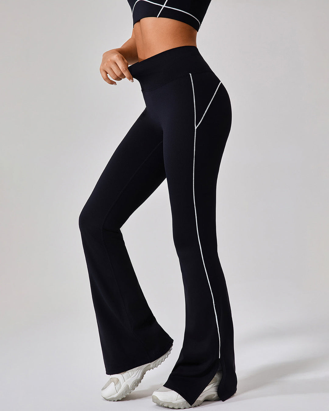 Emma | Hög Midja Utsvängda Leggings med Delade Slitsar 2