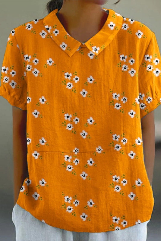 Emma | Långärmad Blus med Blommönster och Knäppning 2