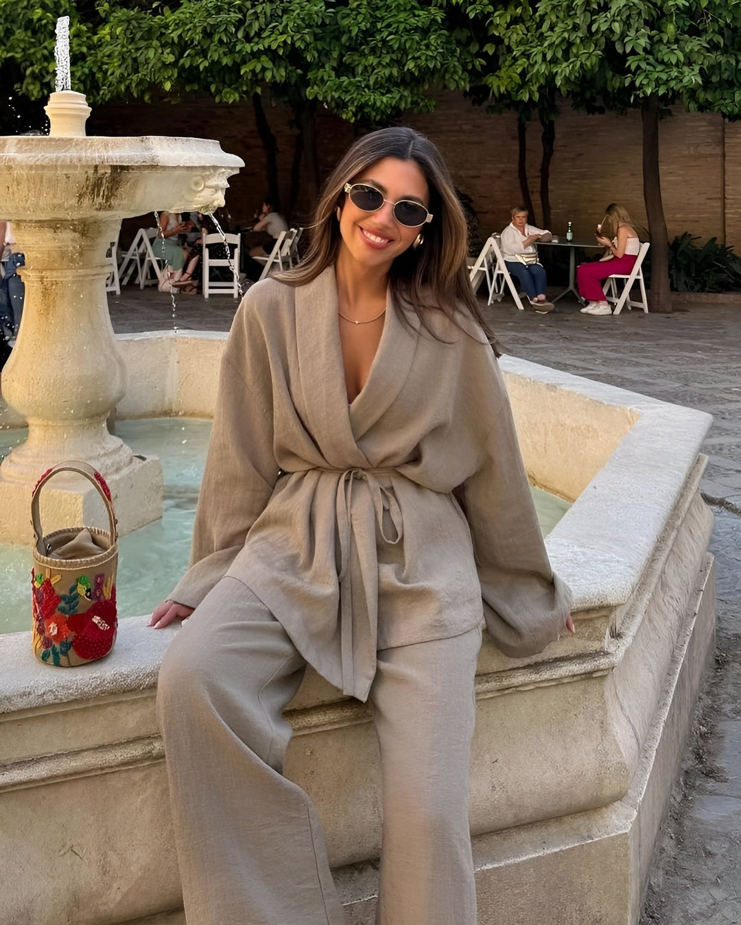 Emma | Lätt Sommarset med Kimonotopp och Vida Byxor 4
