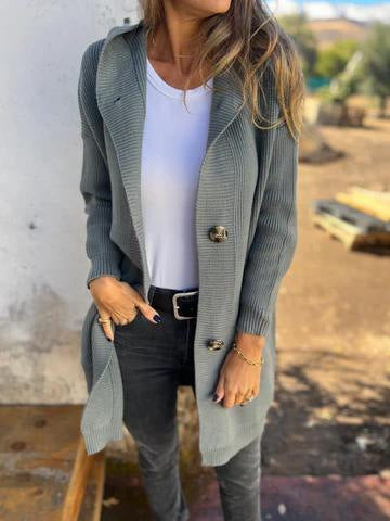 Emma | Medel Långärmad Kofta med Fickor 4