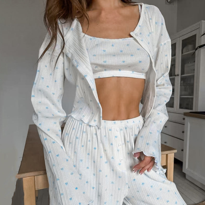 Emma | Mjuk Vår Pyjamas Set med Hjärttryck 1