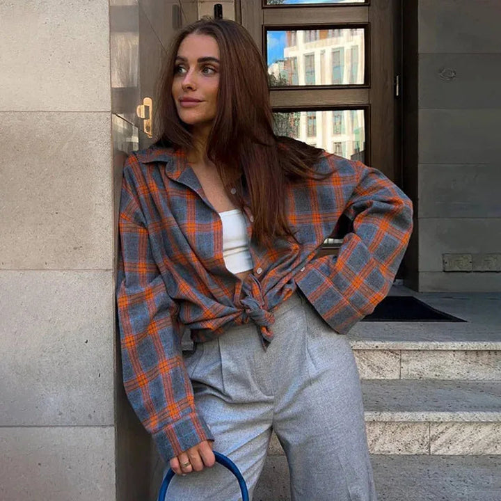 Emma | Oversized Vinter Skjorta med Rutmönster 0