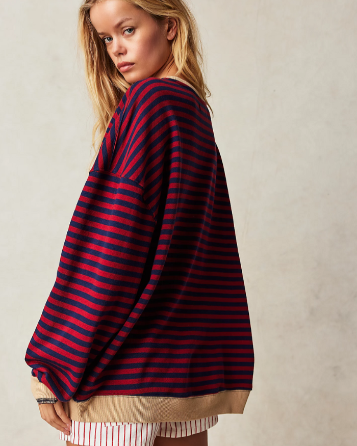 Emma | Randig Slim Fit Tröja med Rund Halsringning 3