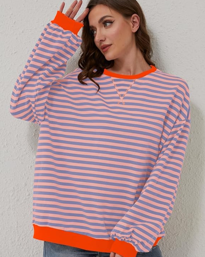 Emma | Randig Slim Fit Tröja med Rund Halsringning 9