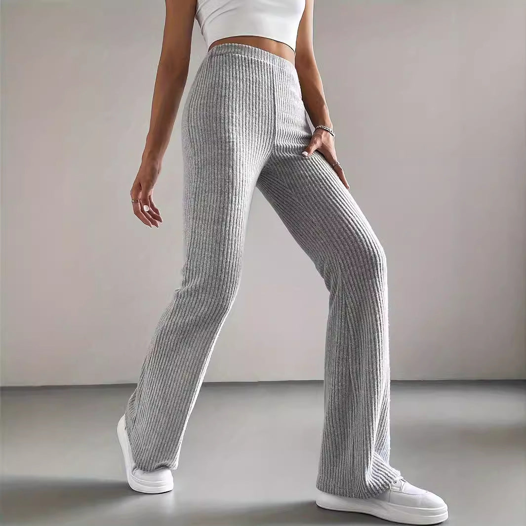 Emma | Ribbad Bootcut Byxor med Åtsittande Midja 1