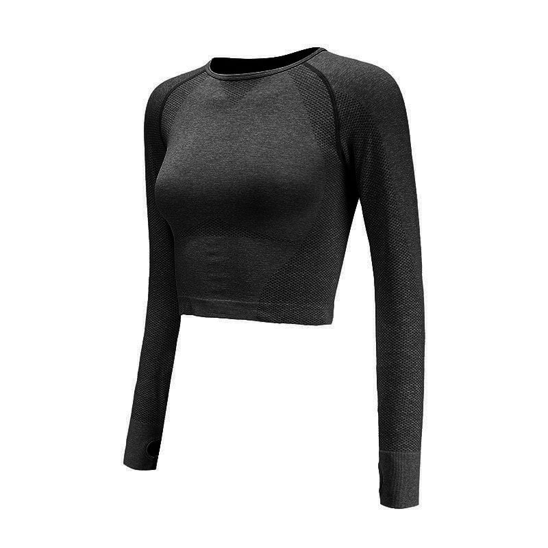 Emma | Sömlös Långärmad Crop Top med Tumhål 6