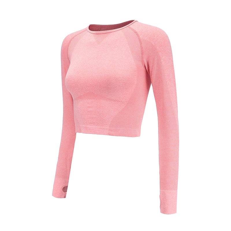 Emma | Sömlös Långärmad Crop Top med Tumhål 7