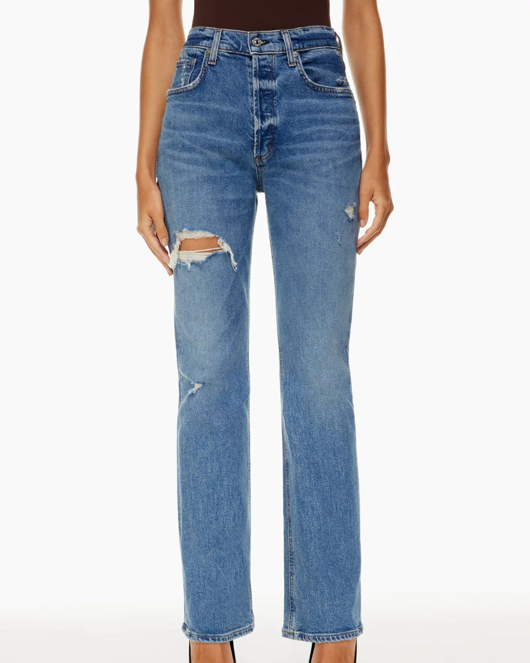 Emma | Trendiga Högmidjade Jeans med Raka Ben 4