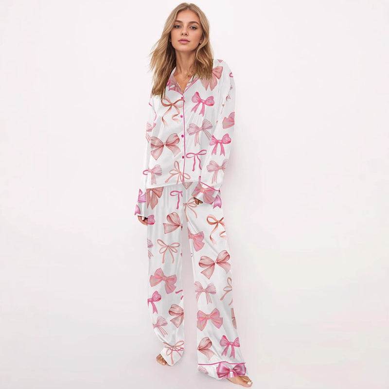 Emma | Tryckt Vårpyjamas Set med Lång Ärmar 0