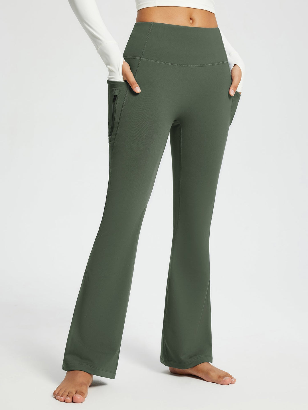 Emma | Varm Vinterhög Midja Bootcut Byxor 11