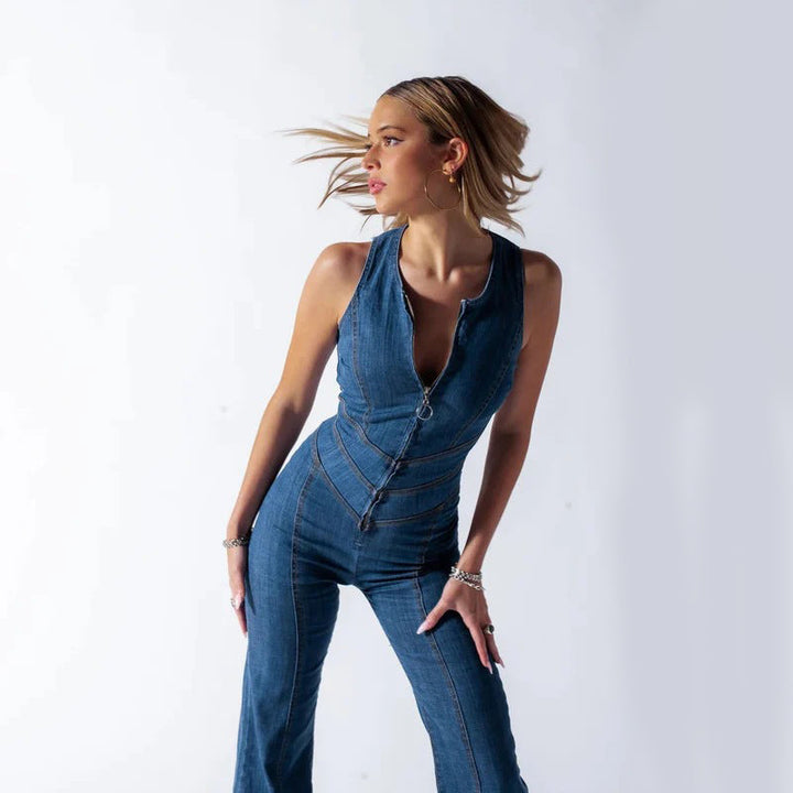 Ethan | Ärmlös Hög Midja Jumpsuit i Jeansblandning 1