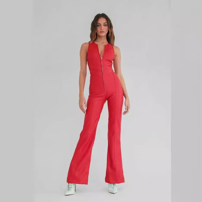 Ethan | Ärmlös Hög Midja Jumpsuit i Jeansblandning 2