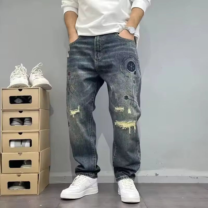 Ethan | Avslappnad Distressed Herr Jeans 0
