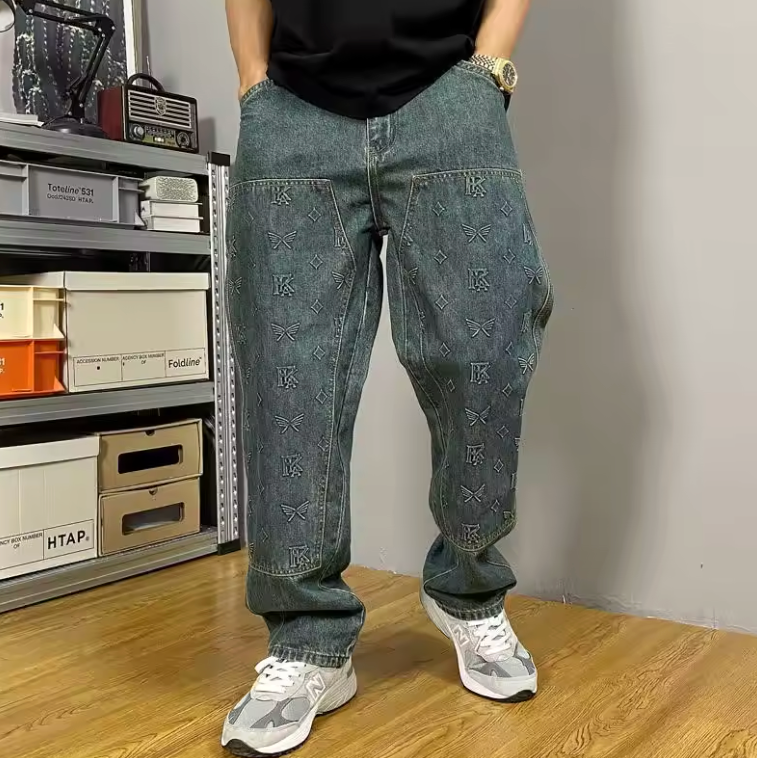 Ethan | Avslappnad Lös Passform Jeans med Broderat Mönster 2