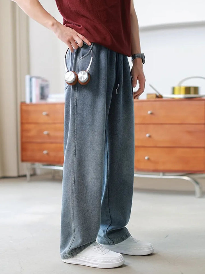 Ethan | Avslappnade Raka Jeans Herr med Medelhög Midja 4