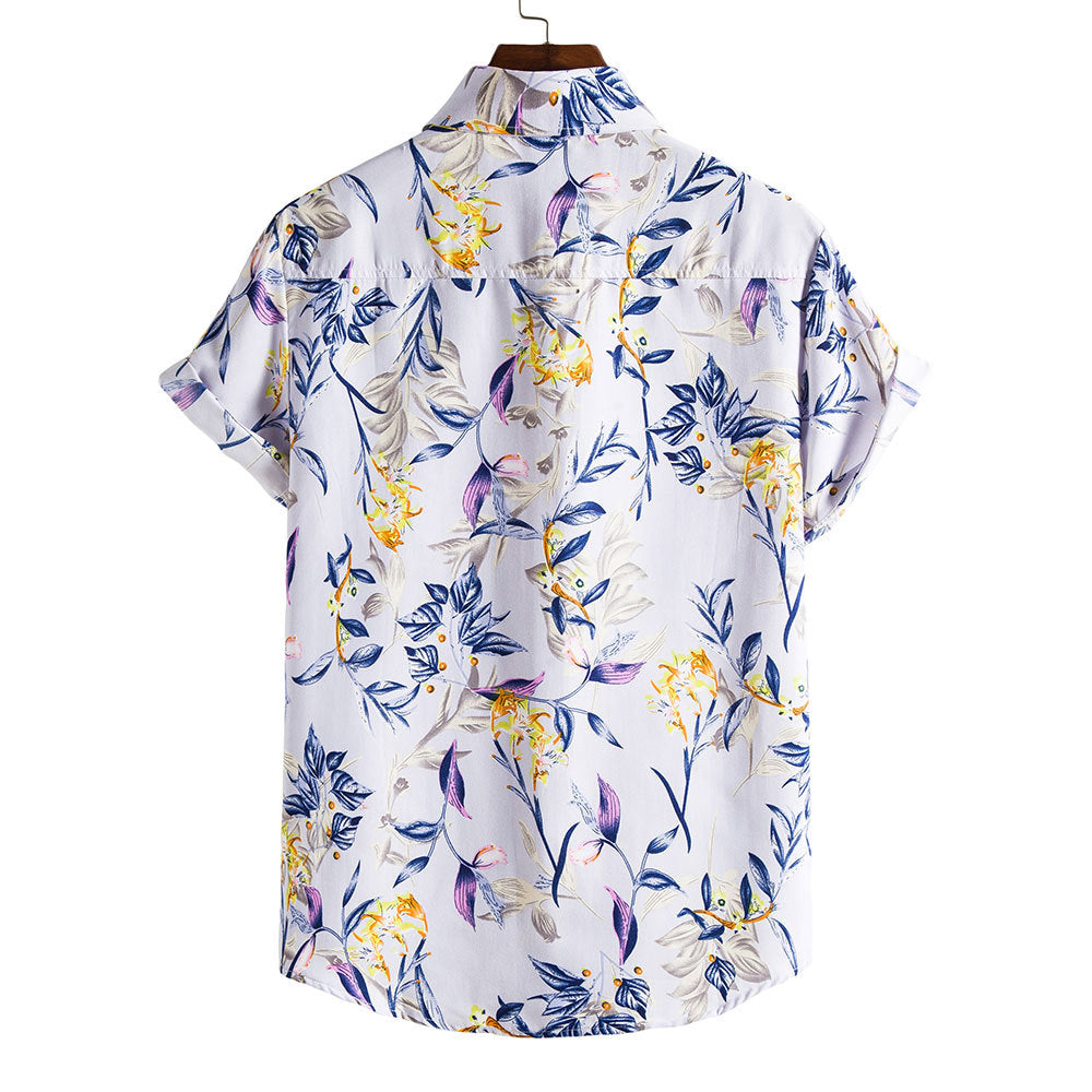 Ethan | Blommig Slim Fit Kortärmad Skjorta Herr för Sommar 1