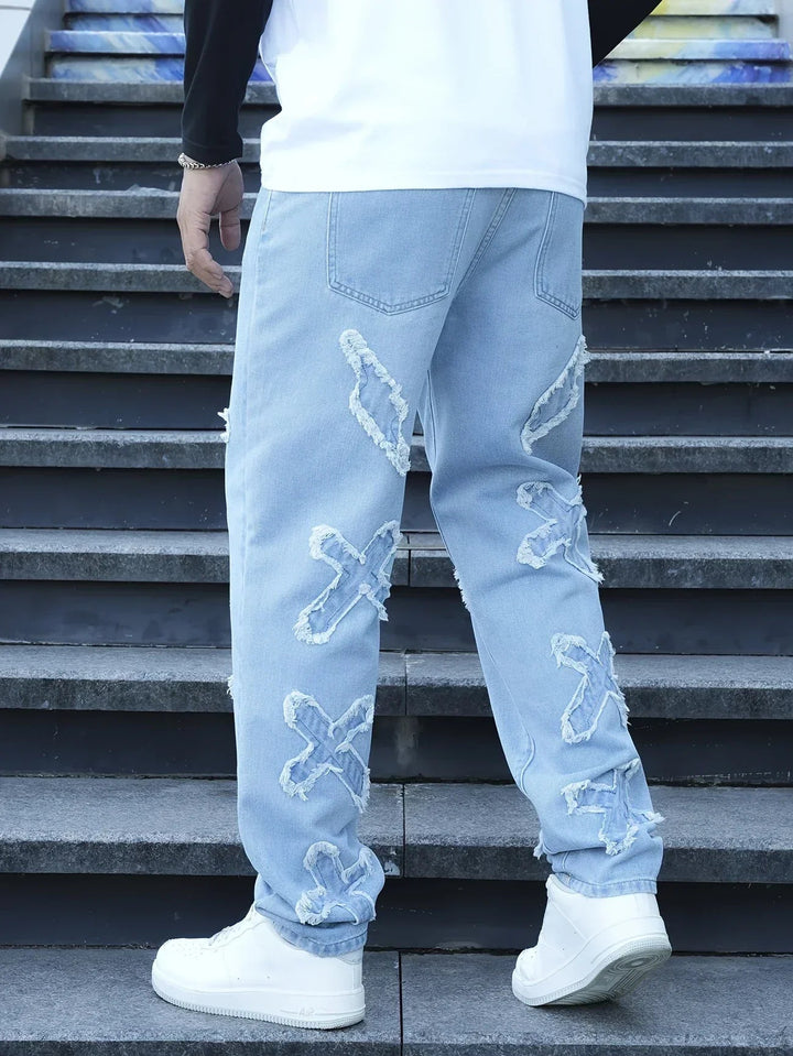 Ethan | Broderade Avslappnade Herrjeans med Raka Ben 3