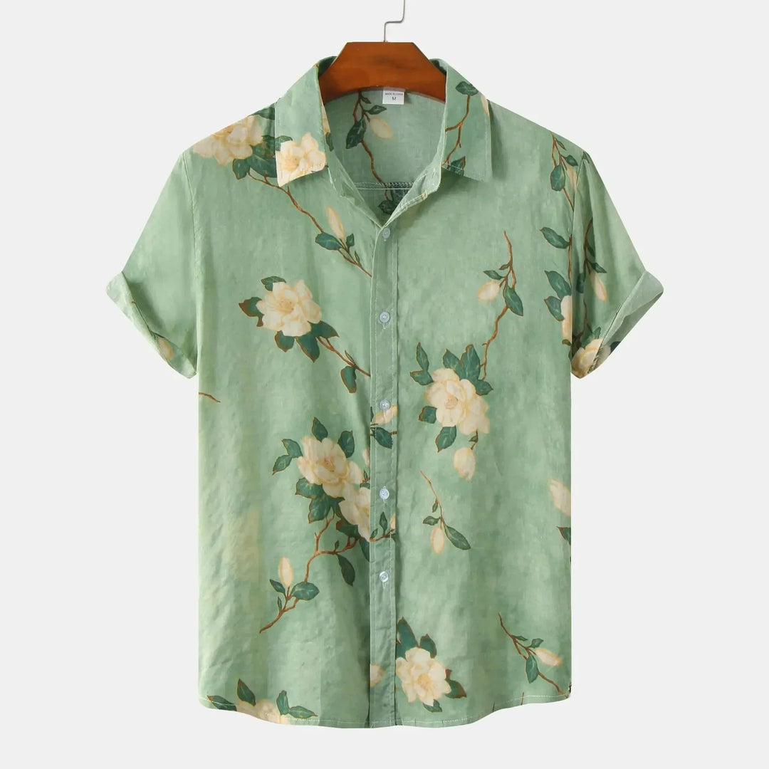Ethan | Elegant Blommig Herrskjorta i Andningsbart Material 0