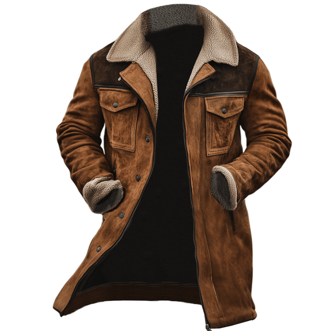 Ethan | Elegant Lång Herrvinterkappa med Shearling Detaljer 0