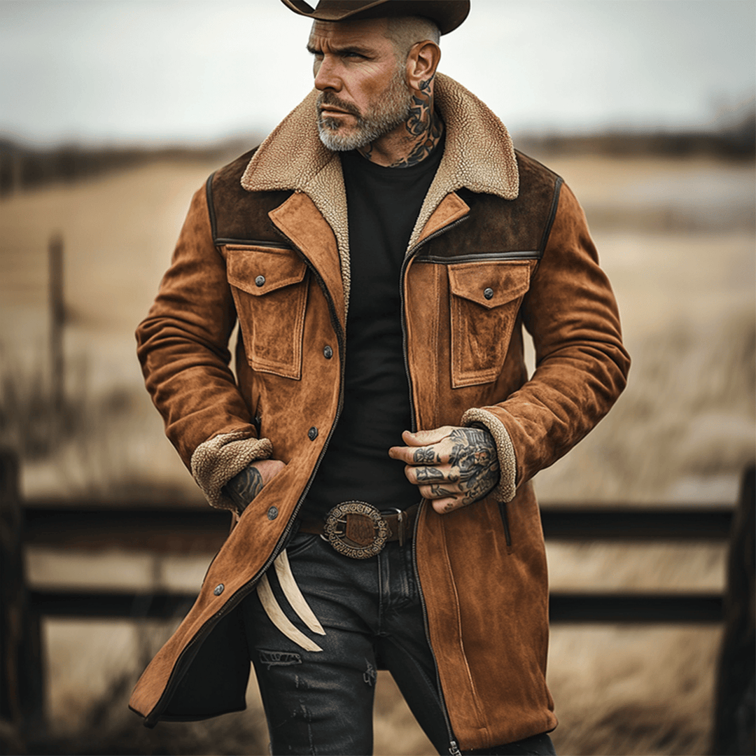 Ethan | Elegant Lång Herrvinterkappa med Shearling Detaljer 1