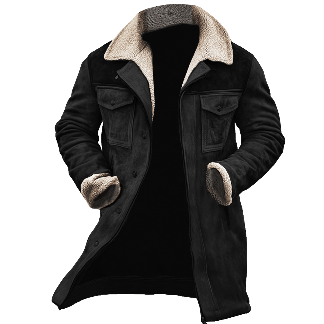Ethan | Elegant Lång Herrvinterkappa med Shearling Detaljer 2