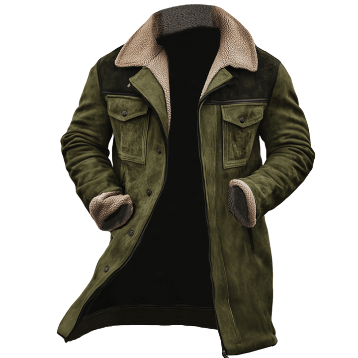 Ethan | Elegant Lång Herrvinterkappa med Shearling Detaljer 3