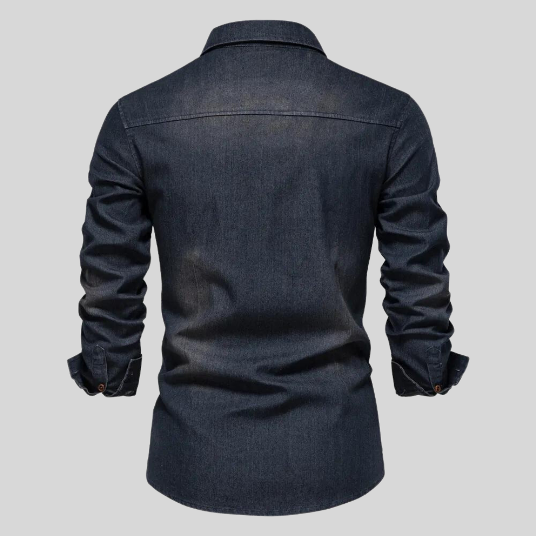 Ethan | Elegant Långärmad Herrskjorta Med Bröstfickor 4