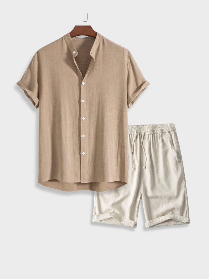 Ethan | Elegant Lätt Kortärmad Skjorta och Shortsset 0