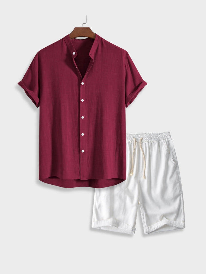 Ethan | Elegant Lätt Kortärmad Skjorta och Shortsset 1
