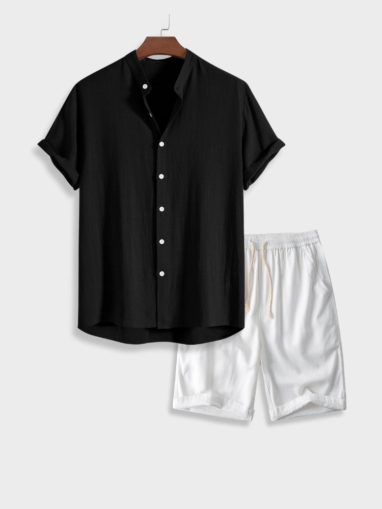 Ethan | Elegant Lätt Kortärmad Skjorta och Shortsset 2